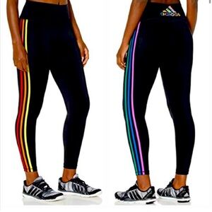 Adidas Pride Black Leggings with Colorful Stripes